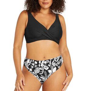 Artesands Black and White Monet Mid Rise Floral Swim Bikini Bottom US 12 NWT